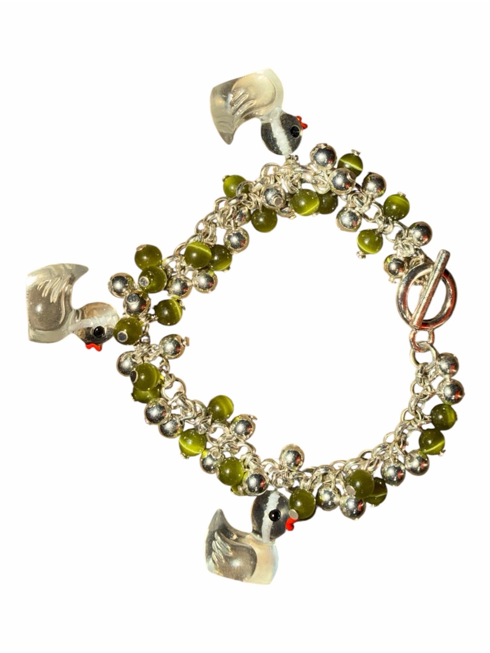 Glow in the dark Duck Charm Bracelet in Olive Green